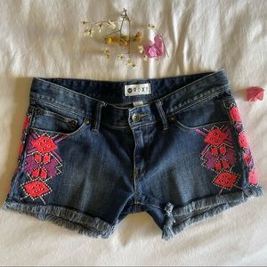 embroidered shorts • brand is ROXY
